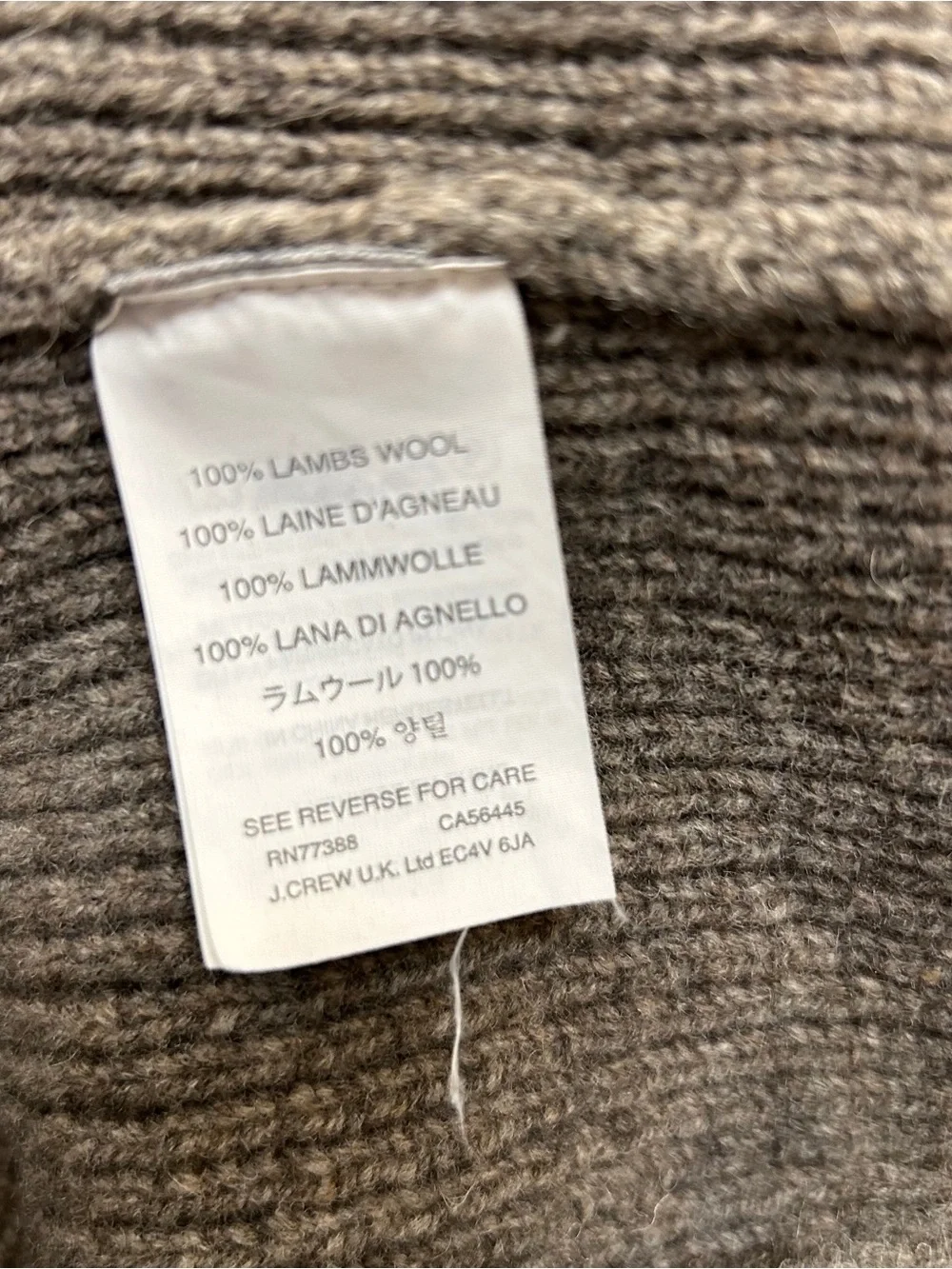 J. Crew Men’s 100% Lambs Wool Cardigan Sweater